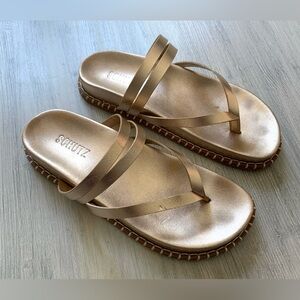 Schutz Rania Sporty Metallic Leather Women's Sandals Size 7 Gold